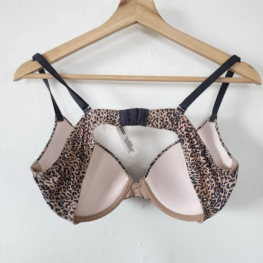 Y2K Victorias Secret PINK Brown Bra Animal Print 38C Underwire Padded
